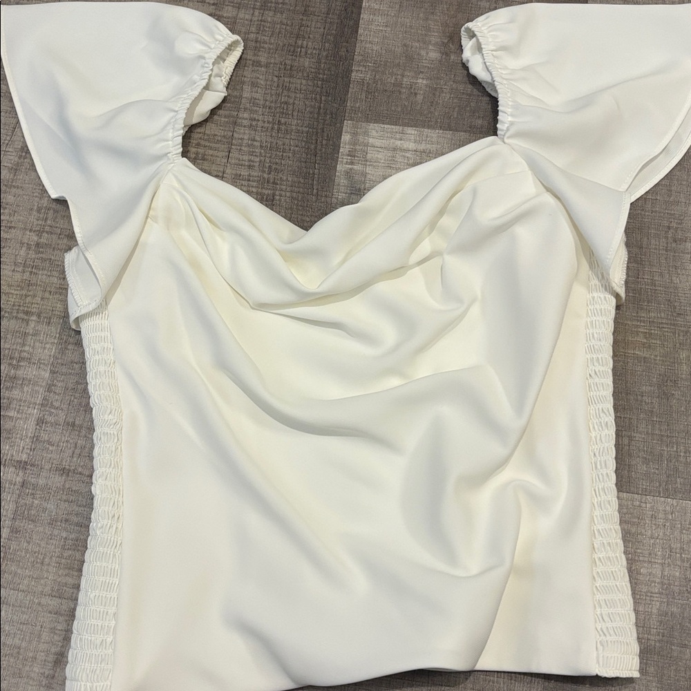 Amanda Uprichard Fortuna Top ivory blouse - Picture 6 of 7
